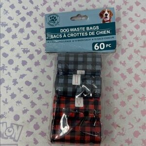 Dog Waste Bags 4 Rolls 60 Pieces Grey Red Plaid plastic Waste Bags